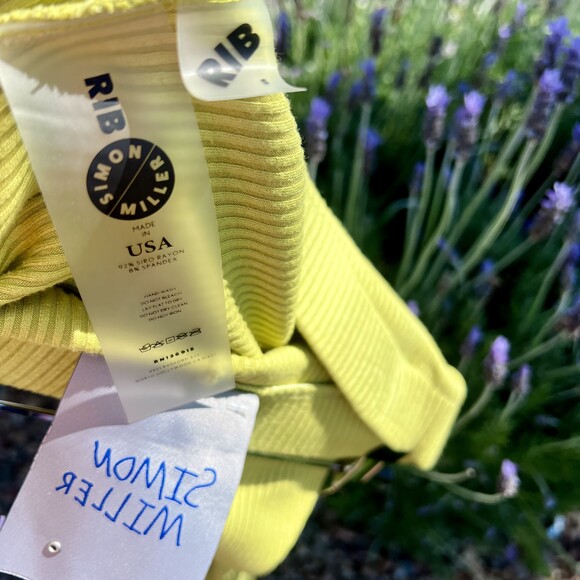 Simon Miller Saturn Flare Ribbed Knit Pants Cyrene Lime Green Size Small NWOT - Picture 6 of 8